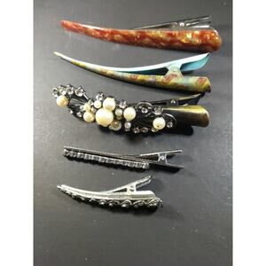 Barrettes Alligator Clips Lot Of 5 Various Sizes
